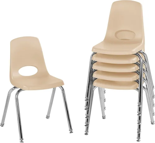 Miniatura 28 de FDP 16" Silla apilable escolar, silla de estudiante apilable con patas de acero cromado y ruedas; para aprendizaje en casa o en el aula - Gris claro
