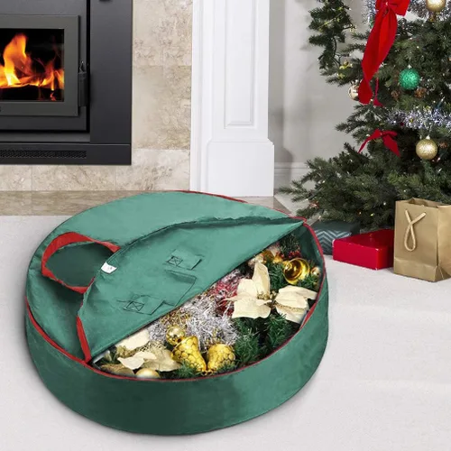 Miniatura 6 de Bolsa de almacenamiento de corona de Navidad resistente de 36 pulgadas, asas hechas de poliéster Oxford 600D duradero, bolsa de almacenamiento