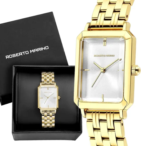 Miniatura 7 de Roberto Marino RM1982 Reloj de Lujo para Mujer Rectangular en Oro Movimiento de Cuarzo Japonés, Diseño Vintage de Acero Inoxidable, Esfera