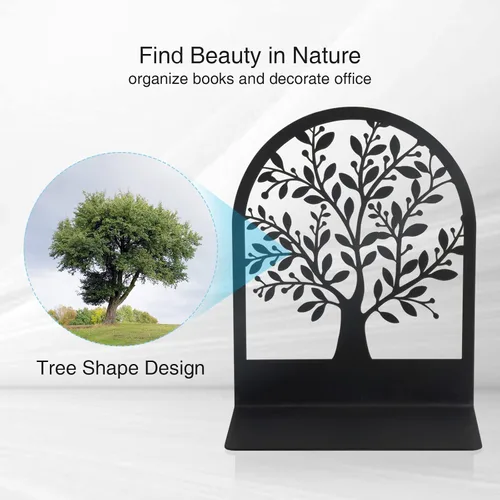 Miniatura 2 de Umikk Sujetalibros, Sujetalibros de Metal, Sujetalibros del Árbol de la Vida para Estantes, Sujetalibros Decorativos para el Hogar para Libros