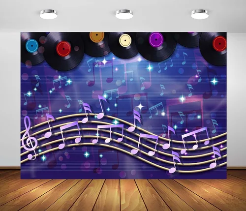 Telón de fondo musical de 5 x 3 pies, diseño retro, notas musicales, fondo musical abstracto, decoración de fiesta, fotografía, fondo, sesión de