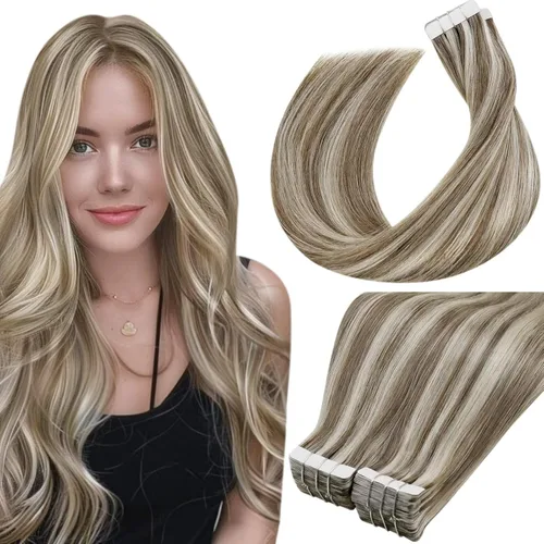 Miniatura 63 de LaaVoo - Extensiones de cabello humano Remy adhesivas con cinta invisible, cabello negro natural, extensiones de cabello para mujeres de color, 20