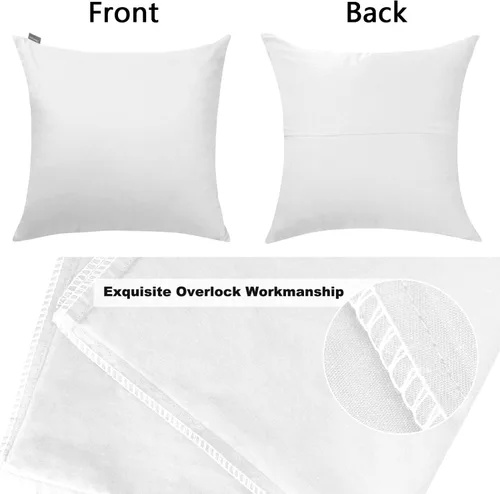 Miniatura 8 de Thmyo - Paquete de 2 fundas de almohada de algodón sólido decorativas cuadradas, fundas de almohada DIY, fundas de almohada en blanco