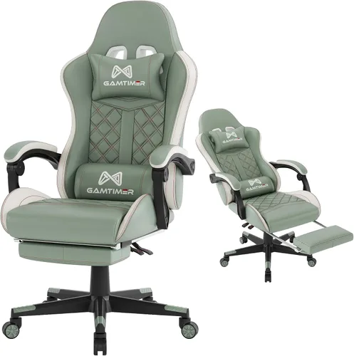 Miniatura 13 de Gamtimer Silla para videojuegos, silla para adultos de 400 libras, silla de computadora de respaldo alto con reposapiés y reposabrazos vinculados