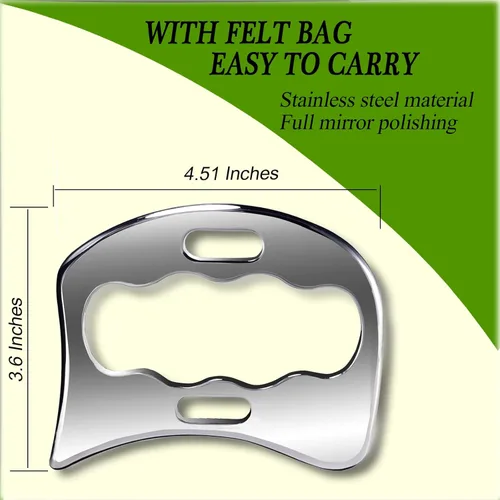 Miniatura 6 de BYYDDIY Juego de herramientas de raspador muscular de acero inoxidable 2 en 1 Gua Sha raspador de masaje