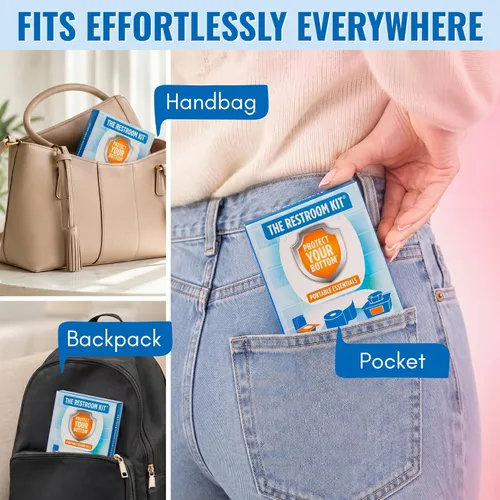 Miniatura 5 de The Restroom Kit Ideal para viajes (paquete de 60) Funda de asiento de inodoro desechable portátil de gran tamaño, papel higiénico de 3 pies de 3