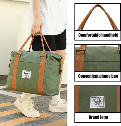 Miniatura 5 de Bolsa de viaje para artículos personales, bolsas de gimnasio expandibles, bolsas de lona para deportes y viajes de fin de semana, Verde, Grande