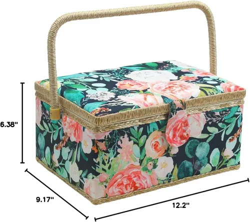 Miniatura 8 de Cesta de costura grande con accesorios, caja organizadora de costura para suministros de costura y herramientas de manualidades de bricolaje, regalo