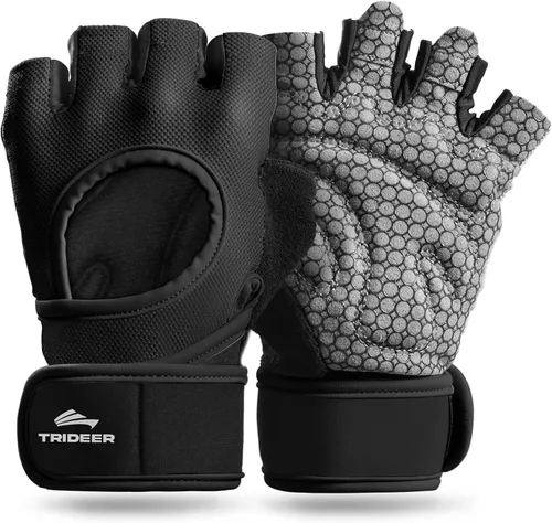 Miniatura 9 de Trideer Guantes de levantamiento de pesas para mujeres y hombres con soporte de muñeca, guantes de entrenamiento para mujer, protección completa