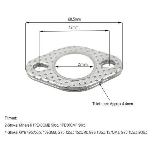 Miniatura 2 de Glixal GY6 50cc 125cc 150cc resistente junta de escape de metal extra grueso para 139QMB 139QMA 152QMI 157QMJ basado motor scooter ciclomotor ATV