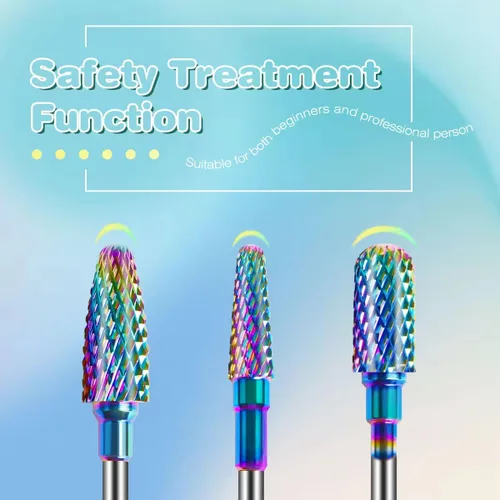 Miniatura 5 de Rolokit Juego de 6 brocas para uñas con cepillo de limpieza, brocas profesionales de carburo de tungsteno de 3/32 pulgadas, brocas para quitar