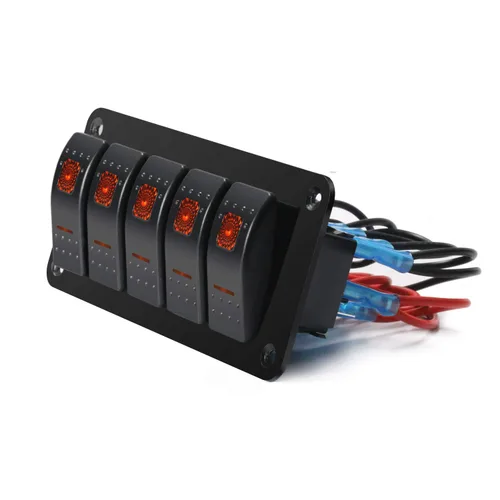 Miniatura 8 de FXC Panel de Aluminio con Interruptores Basculantes de 5 Posiciones, Interruptores de Palanca para Tablero, 5 Pines ON/OFF, 2 LED Retroiluminados