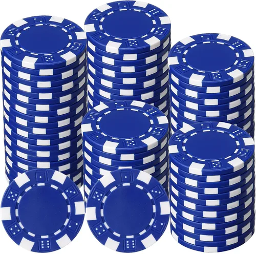 Miniatura 9 de 100 fichas de póquer de 0.41 oz ABS Monte Carlo, 0.05 oz fichas de bingo de 1.575 in, marcadores en blanco para conteo a granel para Blackjack y Rojo