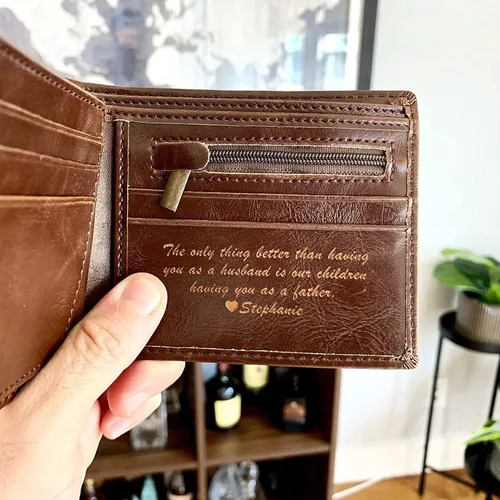 Miniatura 5 de Swanky Badger Cartera personalizada billetera plegable, ranura para identificación, ranuras para tarjetas, marrón (Brown circle), Bifold
