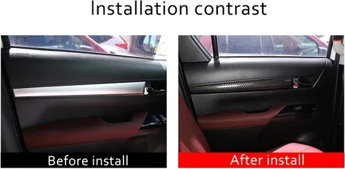 Miniatura 2 de YIWANG Cubierta del panel de decoración de puerta interior de estilo de fibra de carbono 4 piezas para Toyota Hilux 2015-2021 accesorios de coche