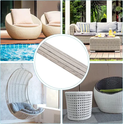 Miniatura 5 de Patikil Kit de reparación de mimbre, 30m/98ft PE Rattan reemplazo reparación DIY Set para fijación de mimbre muebles muebles de patio, amarillo