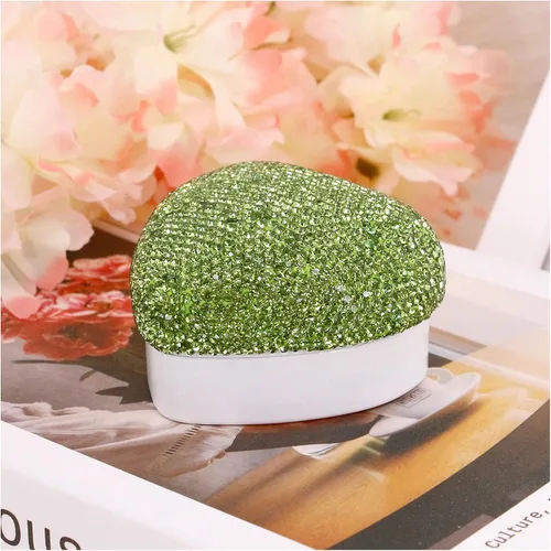 Miniatura 4 de Naimo Caja de anillo con forma de corazón de diamantes de imitación con luz LED, soporte de terciopelo para aretes, monedas, caja de joyería