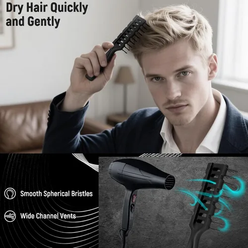 Miniatura 4 de SalonSilk Cepillo de Cabello para Hombres, Juego de 5 Piezas de Cepillo de Cabello y Peine de Peinado para Hombres - Herramientas Profesionales