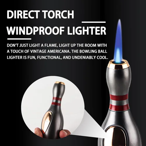 Miniatura 3 de WEQTETJU Encendedor de antorcha, fresco, único encendedor de boliche, ajustable, recargable, resistente al viento, regalo para hombres