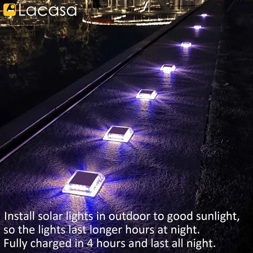 Miniatura 4 de Lacasa Luz Solar para Exteriores, Juego de 4 Piezas, 30LM, IP68 Resistente al Agua, Luz Solar de Jardín Automática de Encendido/Apagado para Paquete