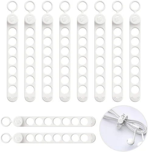 Miniatura 9 de ORICO Bridas de silicona para cables, organizador de cables de datos reutilizable con diseño de hebilla de bloqueo, envolturas de cable de alta