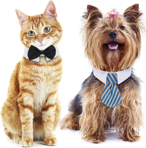 Miniatura 3 de Shappy - 3 piezas de corbatín ajustable para gatos, corbatín para boda, disfraz de mascota, corbata de moño, collar de esmoquin para perros