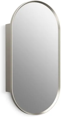 Kohler 35573-BNL Verdera® - Espejo de gabinete de medicina enmarcado, diseño cápsula, interior espejado, gabinete de baño, estantes de vidrio