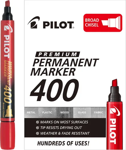 Miniatura 6 de PILOT Premium 400 marcadores permanentes, punta de cincel de punta ancha, tinta negra, caja de 12 unidades (SA4-BLK)