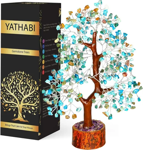 Miniatura 11 de YATHABI Escultura de gema de turmalina negra, árbol de cristal, decoración de Feng Shui, árbol de dinero de buena suerte