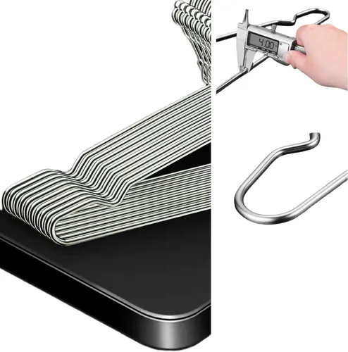 Miniatura 9 de Percha de alambre de 16.5 pulgadas con cerradura de 0.157 pulgadas, paquete de 10 perchas de acero inoxidable, delgadas, resistentes, resistentes al