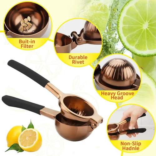 Miniatura 3 de SHIKORI Exprimidor de limón, exprimidor grande y resistente para limón, exprimidor de cítricos de acero inoxidable, herramienta de barra exprimidora