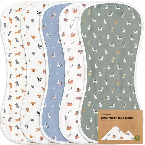 Miniatura 31 de Paquete de 5 paños de muselina para eructos para bebé, niño, niña, trapos muy absorbentes para bebés, 8 capas de viscosa derivada de toalla