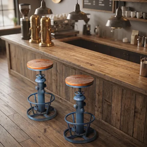 Miniatura 6 de Topower Taburete de bar de cocina de diseño hidrante de fuego retro vintage de estilo industrial deca steampunk envejecido, fondo redondo, altura