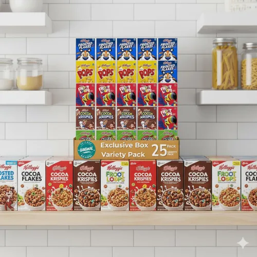 Miniatura 5 de Paquete variado de mini cajas de cereales, surtido de cereales de desayuno de una sola porción, caja de regalo de paquete de cuidado, 25