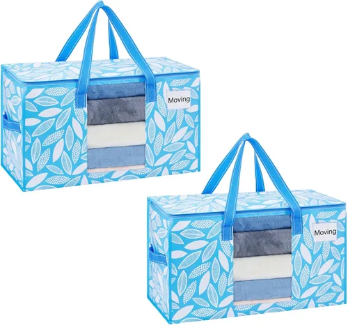 Miniatura 25 de VENO Paquete de 4 bolsas de mudanza resistentes, bolsas de almacenamiento de ropa y edredón con ventana transparente, suministros de embalaje