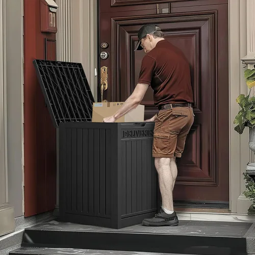 Miniatura 3 de YITAHOME Caja de entrega de paquete de resina de 51 galones para exterior, caja de almacenamiento con cerradura segura, caja de cubierta de resina