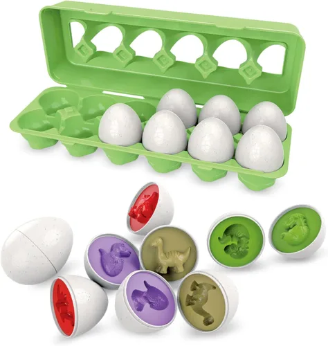 Miniatura 8 de Juguete de huevo de Pascua para niños pequeños – 12 piezas de huevos a juego de dinosaurios, regalo educativo para niños de 1 a 3 años