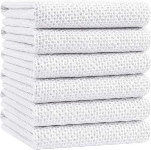 Miniatura 292 de Homaxy Paños de cocina de 100% algodón con tejido de gofre, ultra suaves, absorbentes, de secado rápido, 12 x 12 pulgadas, paquete de 6, amarillo