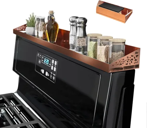 Miniatura 13 de STUTOV Estante superior magnético para estufa de 30 pulgadas, estante de especias negro y organizador de condimentos, estante de cocina magnético