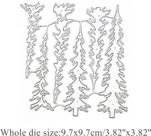 Miniatura 2 de Juego de 6 piezas de troqueles de metal para árbol de Navidad, plantillas de marco de plantas de pino, tarjetas de manualidades, troqueles de corte