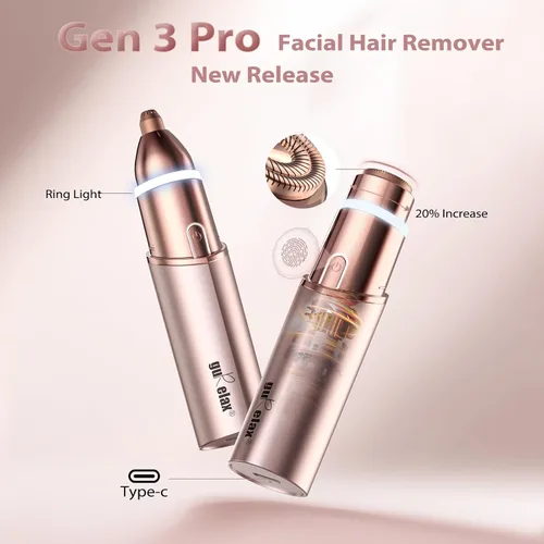 Miniatura 5 de Depiladora eléctrica de belleza+removedor de vello facial para mujeres, juego de regalo de dispositivo de depilación, sistema de depilación Dorado