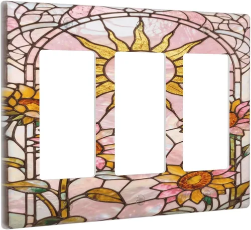 Miniatura 102 de Cubierta de Interruptor de Luz de Estilo Boho Vintage de los 70 Sol Arcoíris Champiñón Floral Rocker Individual 1 Gang Cubierta de Enchufe