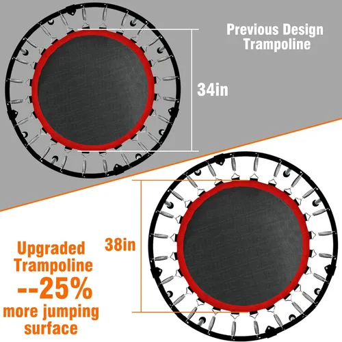 Miniatura 5 de Mini trampolín plegable para adultos y niños de 40 pulgadas con barra de espuma ajustable para entrenamiento en interiores Naranja