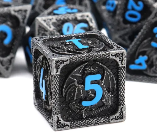Miniatura 30 de Haxtec - Juego de dados de metal DND, dados poliédricos D&D compatibles con Dungeons and Dragons, regalo TTRPG, dados de metal bronce antiguo