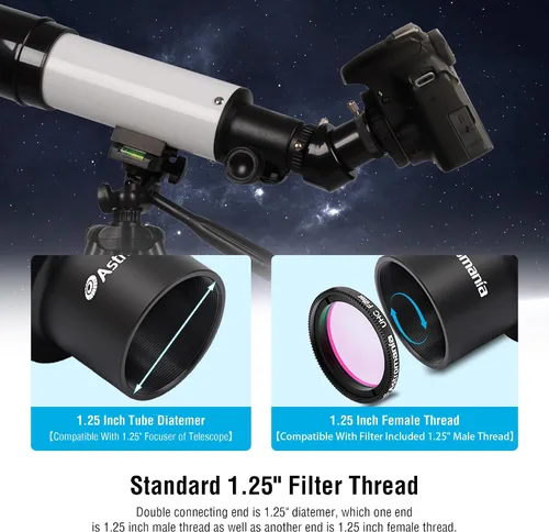 Miniatura 4 de Adaptador de cámara para telescopio Astromania, anillo T2 T y adaptador T M42x0.75 rosca macho a adaptador fotográfico de telescopio de 3.17 cm