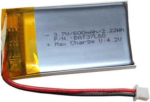 AOLIKES Batería recargable 902035 de 3.7 V 600 mAh 2.22 Wh, con conector JST Ph1.25/2P, cable de cable para altavoz Bluetooth, mini DVR, GPS para