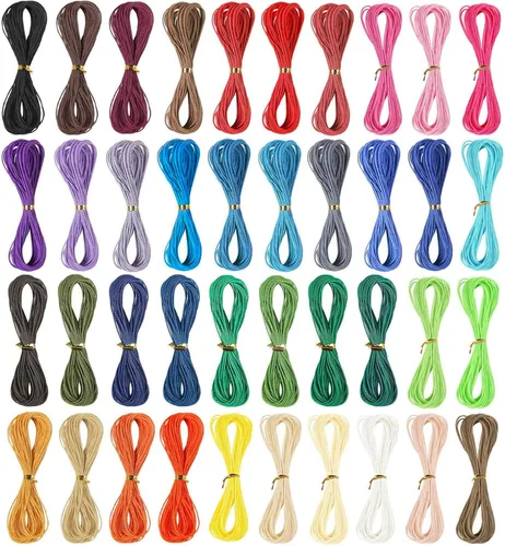 1,312.3 ft 40 colores 0.039 in cordón de poliéster encerado pulsera cordón de cera recubierto de cera para pulseras hilo encerado para hacer joyas