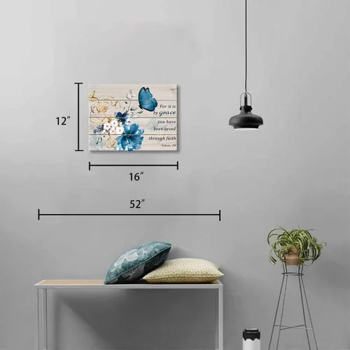 Miniatura 2 de Decoración de baño de mariposa, versículo bíblico, arte de pared inspirador, lienzo cristiano para decoración del hogar, impresiones de flores