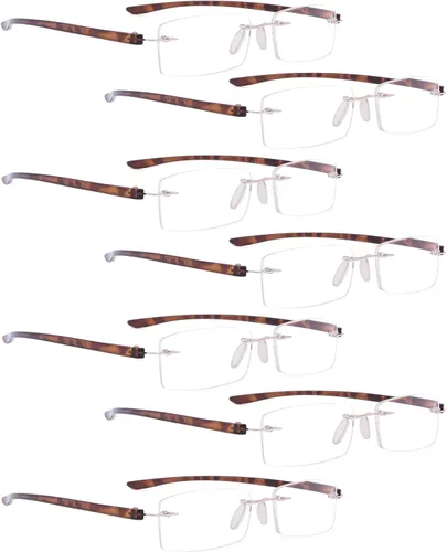 Miniatura 11 de LUR Gafas de lectura paquete de 7 lectores sin montura de lente pequeña (brazo azul)