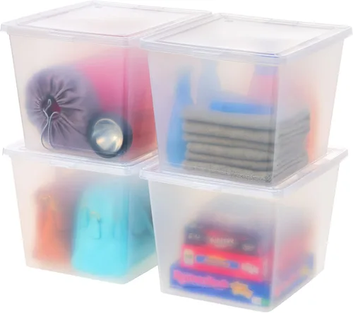 Miniatura 16 de IRIS USA Paquete de 12 contenedores de almacenamiento con tapas, 6 cuartos de galón, transparentes como el cristal, cajas de zapatos, contenedores